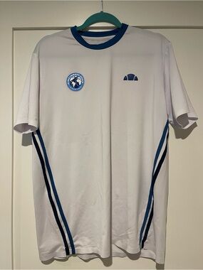 Ellesse White Short Sleeve Tee with Blue Trim